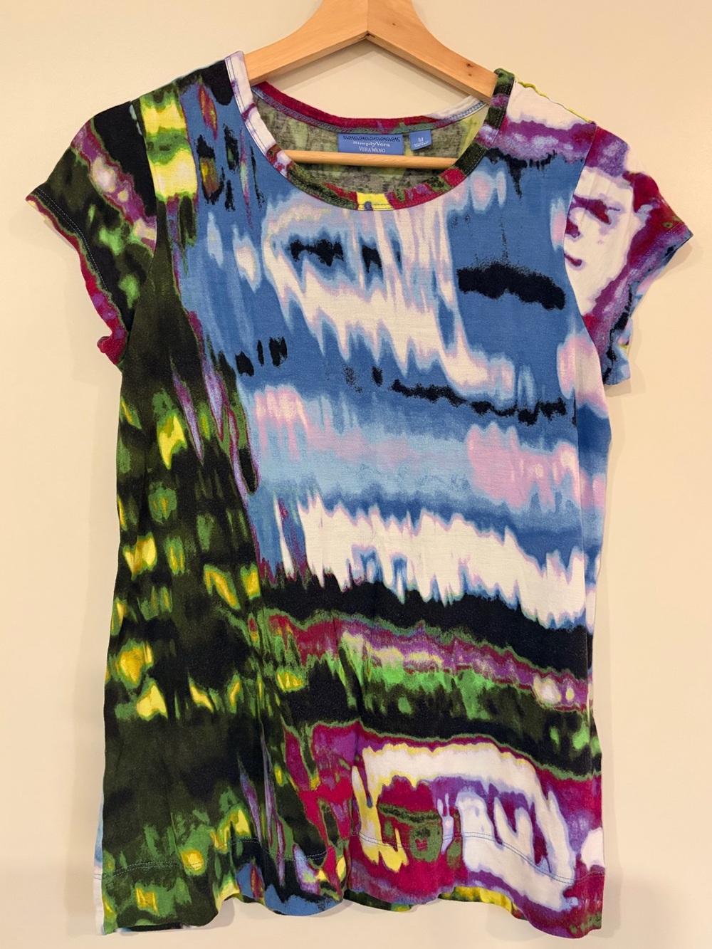 Vintage Y2K SimplyVera Vera Wang Abstract Art Print Tee Top Whimsy Goth Designer